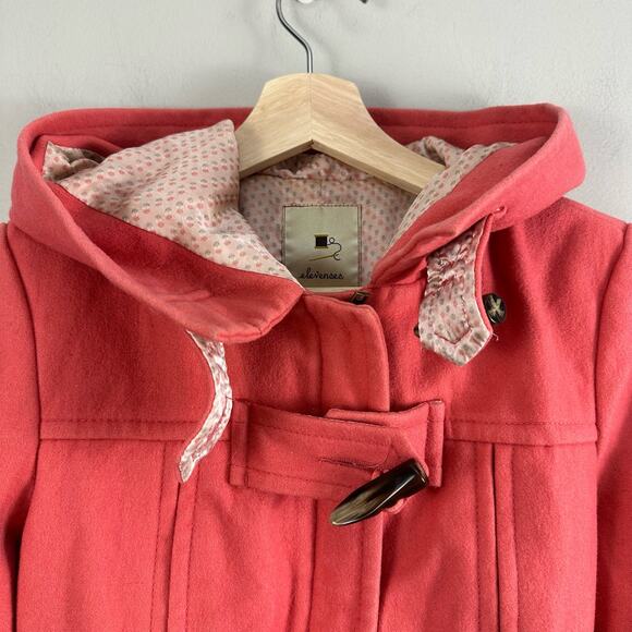 Anthropologie Elevenses Toggle Button Hooded Wool Jacket Pea Coat 0 XS - Picture 4 of 9